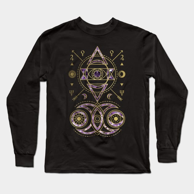 Mystical Sacred Geometry Ornament Long Sleeve T-Shirt by Nartissima